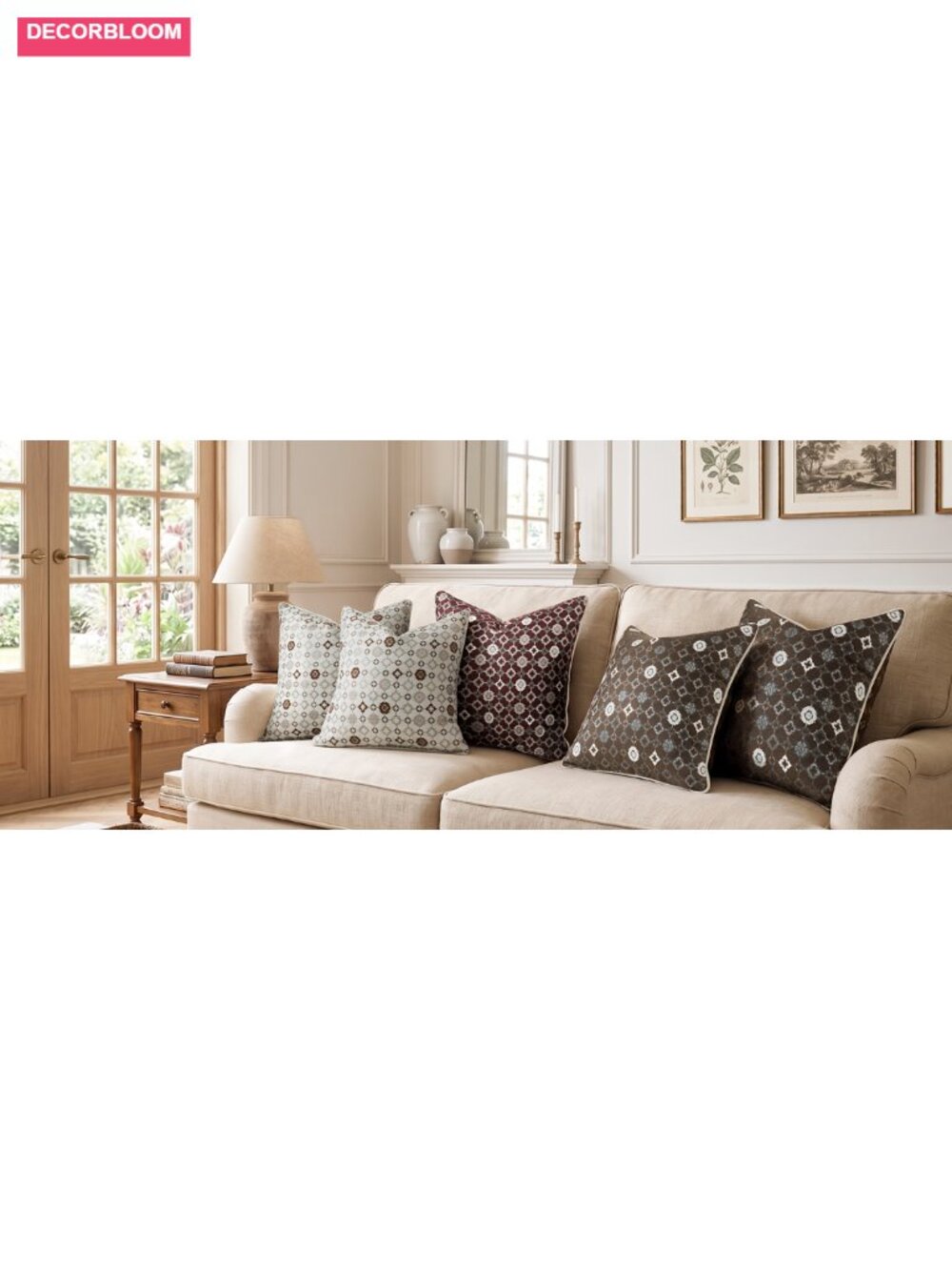 Luxury 3D Vintage Floral Throw Pillow Covers 12x20 Set of 2 Chenille Embroidery - Picture 6 of 6
